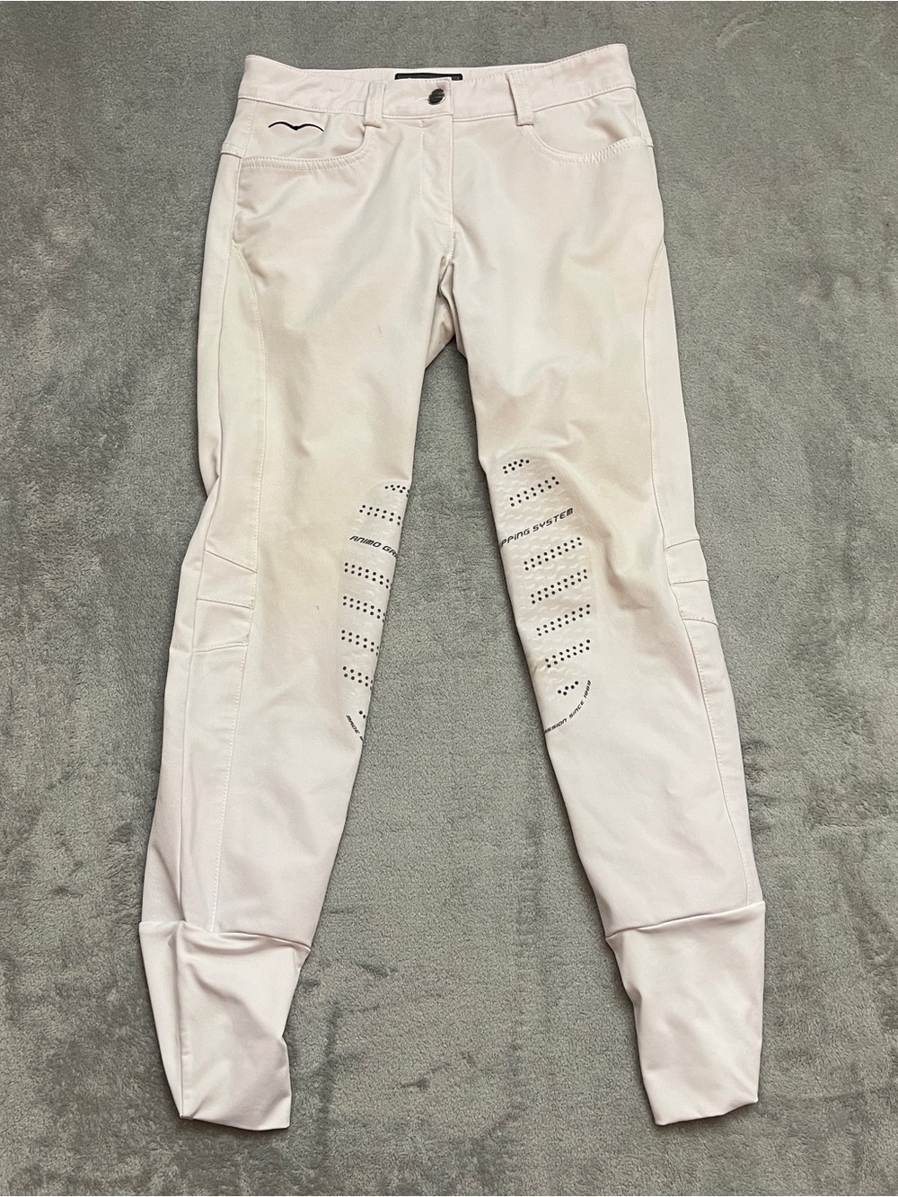 Animo Breeches Womens Small 34 Beige Riding Silicone Knee Grip Ankle Made Italy